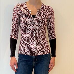 Banana Republic Burgundy and White Button Down cardigan